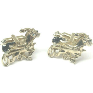 Kreisler Kraft Cufflinks Gold Equestrian Harness Horse Racing Enamel Jockey